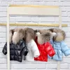 Baby designer kläder mode barn ner kappa barn flickor pojkar vinter varm jacka långärmad huva med tvättbjörn pälsbär högkvalitativa barnkläder