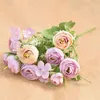 Sahte çiçek yeşillikleri çok renkli çay gülleri evler için ev dekorasyon aksesuarları sahte papatya plastik çiçek düğün dekoratif yapay çiçekler ucuz j220906