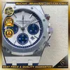 6,25 Schweizer Top-Qualität Roya1 0ak Chronograph 41 mm weißes Zifferblatt blaues Kautschukarmband Jam Lelaki Herrenuhr Jdek