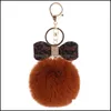 Chave anéis de chave Pompom Keychain Faux Rabbit Keyrings Leopard Crystal Key Titular Fluffy Fur Ball Keychains Women Bag Car Charm Pen MJFashion DHW8B