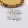 French Designer Brand Letter Brooches Women Geometry Jewelry Gold Brooch Full Diamond Pin Men Marry Wedding Party Blouse Suit Button Cloth Accessories