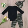 Conjuntos de roupas listando 2022 Ins bebe meninos de manga longa Letras de melhor camuflagem Camuflagem Chapéu três do terno infantil