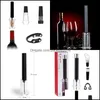 Openers 4 Pcs Suit Kitchen Tools Black Aluminum Alloy Pneumatic Type Openers Stainless Steel Bottle Opener Vacuum Wine Stopper New Ar Dh1Is