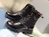 Women's Designer Boots High Quality Luxury Leather Shiny Regenerated Nylon Mid Boots runway walking martin knight boot chunky heeled casual sneakers flats