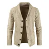 Camisolas masculinas gilet cardigan quente inverno xale pescoço botão frontal cabo de malha casaco jaqueta jersey hombre 220907