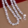 Chains Wholesale Fine 925-sterling-silver Necklace Fashion Jewelry Chain 8mm Beads Necklaces & Pendants Women Men Collar SN086