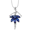 Подвесные ожерелья 2022 Балерина Девушка -Слазо Ожерелье и элегантный голубой хрустальный длинные свитера Персонализированные ювелирные изделия