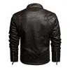 Men039s Kurtki kurtka motocyklowa jesienna zimowa płaszcz męski fałszywy skóra Jaket Man Casual Brown Moto Biker Zipper polar Men9120480