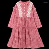 Robes de fille filles robe à manches longues décontracté automne printemps vêtements en vrac Plaid mignon enfants mode enfant en bas âge enfants filles vêtements enfant