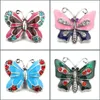 Other Snap Button Jewelry Components Enamel Colorf Butterfly 18Mm Metal Snaps Buttons Fit Bracelet Bangle Noosa Drop Deli Dhseller2010 Dhcsf