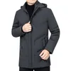 Herrarna ner parkas vinterjacka förtjockar varm huva lång kappa fleece s jackor outwear vindtät vadderad parka hane 220907