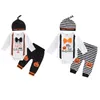 Kleidungssets Halloween Baby Jungen Hosen Set Langarm Buchstaben Print Strampler mit Kürbis und Hut