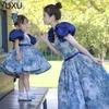女の子のページェントドレス母と娘マッチするドレスプロムガウンエレガントなフラワーガールズドレス