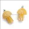 Charms Natural Stone Mushroom Shape Charms Quartz Crystal Pendant Necklace Rose Tiger Eye Diy Jewelry Making Necklaces Earrings Drop Dhg02