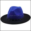 ケチなブリム帽子グラディエントフェドラ帽子女性のためのgredora hats fedoras bk mens womens felt hat 2021 woman man panama cap omal male jazzキャップf dhq7x