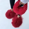 Evening Bags Fuzzy Trendy Restocked High Quality Fluffy Hand And Mongolian Fur Slides Sets