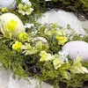 Couronnes de fleurs décoratives Guirlande de plantes de Pâques DIY Oeuf de lapin Couronnes artificielles Mariage Maison Porte murale de Pâques Suspendue Décoration de fête à la maison Couronne de lapin T220905