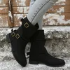 2022 retro chunky heel platform women boots independent station round head low heel smoke tube motorcycle large size 35-43