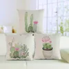 Kudde den lilla färska gröna växtkaktusen bonsai bläck stil mönster fodral enkel naturlig hem soffa dekoration omslag