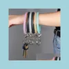 Andra armband bling nyckelringarmband f￶r kvinnor flickor Sile Wristlet Strap Keychain Stor Circle Wrist Keyring Bangle Armband Q6FZ DHVKL