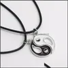 Pendentif Colliers Nouvelle Mode Vintage Couture Yin Et Yang Pendentif Collier Couple En Cuir Corde Chaîne Colliers Noir Blanc Meilleur Fr Dhfr0