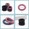 Pony Tails Holder Pony Tails Holder Women Hair Tie Ties Telephone Wire Cord Elastic Bands Ring Girls Headwear Fashion Jewelry Accesso Dhalv
