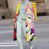 مزيج من الصوف النسائي معاطف الطاشية الطويلة المزيج معاطف الأزياء صورة طباعة النساء overcoat الشتاء سيدة الأنيقة cardigan الملابس الخارجية 220907