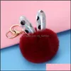 Key Rings Key Holder Sequins Fluffy Keyring Fur Ball Keychain Cute Pompom Keyrings Bag Charm Pendant Jewelry Fashion Access Mjfashion Dhrz7