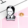 Adams Family Brooch Wednesday Enamel Pin I am Smiling Hard Lapel Pins Figure Girl Broche Jewelry Accessories Gift
