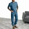 Pantaloni da uomo uomo pagliaccio a colore solido toppa tasca mezza tasche cardigan facile da indossare tute estive abiti quotidiani