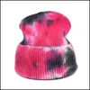 Bonnet / Crâne Casquettes Tie Dye Beanie Skl Caps Femmes Hommes Bonnets Tricotés Hiver Chaud Chapeau Hommes Casual Cap Garçons Filles Mode Stree Lulubaby Dhcl7