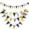 Décoration de fête 10 pièces papier fanion bannière Triangle drapeau noir or argent suspendu Style Vintage remise des diplômes