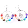 Boucles d'oreilles arbre de vie pour femmes, 7 chakras, cercle naturel, pierre précieuse, perle, cristal de guérison Reiki, bijoux à la mode, R3124