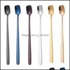 Spoons Stainless Steel Long Handle Scoops Colourf Square Head Spoon Teacup Coffee Ice Cream Tableware Stirring Ladle 2 8Xh G2 Drop De Dhv1I