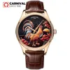 Orologi da polso CARNEVALE Orologio meccanico automatico da uomo Orologio casual da uomo Quadrante zodiacale personalizzato 30M Impermeabile Reloj 515G