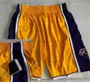 Herrshorts Autentiska broderier Mitchell och Ness basket shorts Vintage Real Stitched Pocket Retro med fickor andningsbara gymträningstrandbyxor