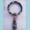 Braccialetti con ciondoli Bracciale da donna Fiore Pu Pelle Nappa Orologio da polso Portachiavi Bracciale con ciondoli Portachiavi Braccialetti Titolare per gioielli Ragazza Goccia Dh8Wu