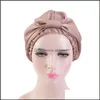 Beanie/Skull Caps New Women Sleep Cap Satin Bonnet Woman Silk Night Hat Girls Bath Hats Lady Durags Durag Hair Care Head Er Headwrap Dhuak