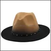 ケチなブリム帽子グラディエントフェドラ帽子女性のためのgredora hats fedoras bk mens womens felt hat 2021 woman man panama cap omal male jazzキャップf dhq7x