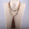 Colares pendentes Moda Tribal Bohemian Long Tassel Yoga Jóias Cara de Pedra Crazylace Agat Para Mulheres Lariat