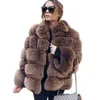 Женщина Faux Fox Fur Pave Новое зимнее пальто плюс размер женская стойка воротник с длинным рукавом gilet fourrure Overwear