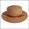 Cappelli a tesa avara Cintura francese Cappello di lana formale piatto Ragazze Jazz Top Donna Cappelli a tesa avara Panama Cap Lady Felt Fedora Caps Woma Bdehome Dhan2