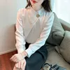 Office Lady Stand Collar Solid Shirts Women 2022 Elegant Chiffon Women Blouse and Tops Puff Sleeve Female Clothing New