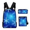 Backpack Classic Merry Christmas 3 stcs/Set 3D Print School Student Book Bag Travel Laptop Daypack Schoudertas Potlood Case