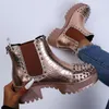 2022 Rivet Martin Boots European American Thick Heel High Heel Women Fashion Short Boot Plus Size 36-42