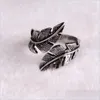 Полоса Rings Fashion Vintage Retro Women Men Men Sanganless Steel Ring Leaves Открытие регулируемого панк -хип -хмеля ювелирные изделия Vipjewel DHVPI