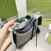 Nowa torba z półksiężycem Retro Crossbody Half Moon Torby Torebki damskie Torby na ramię Rogalik Kopertówka Stary kwiat Płótno Prawdziwa skóra Regulowany czerwony zielony pasek