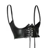 Bustiers corsets femmes sexy pu cuir corset goth punk bandage lace-up noire bustier streetwear streetbust de support