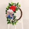 Ghirlande di fiori decorativi Giorno dell'indipendenza Ghirlanda di fiori artificiali decorativi Rosso Bianco Blu Ortensia Ghirlanda a mezzo bordo Ghirlanda Porta sospesa per la casa T220905