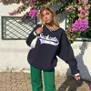 Hoodies voor dames Kawaii Letter Pring Hoodie Hip Hop lange mouw top pull femme sweatshirt harajuku reflecterende stiksel grunge streetwear